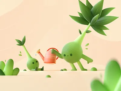 Cute Plants 2d 3d character colors graphic illustration plants shape