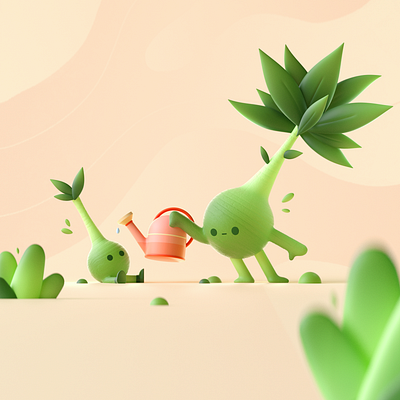 Cute Plants 2d 3d character colors graphic illustration plants shape