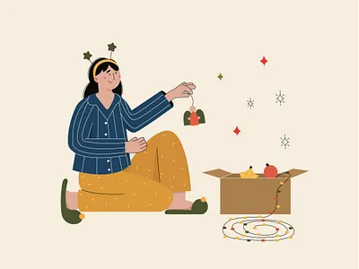 it was Christmas preparations book illustration bright colors design girl illustration girl power illustration illustration art illustrator minimal vector
