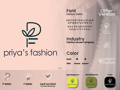 Logo - Priya's Fashion app icon brand brand identity branding design creative logo fashion app fashion brand fashion house fashion logo icon design identity design logo logo design minimalist logo rayphotostration shopping simple logo symbol wordmark wordmark logo