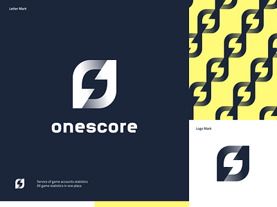 Logotype for Onescore - Service of game accounts statistics 1 brand brand identity branding flat game games logo icon logo logo 1 logo design logo one logodesign logotype one s word statistics stats vector web design
