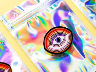 Stay Protected Pride Hard Enamel Pin enamel evil eye gay hard holographic lgbtq pin pride protection queer say gay transgender