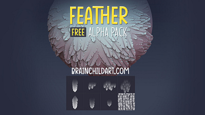 [FREE] Stylised FEATHER Alpha Pack | Alpha Textures for Zbrush, 3d art 3d artist 3d asset 3d model 3d sculpt alpha pack alphapack animal blender brush pack brushpack cartoon feather free freebie game design resource stylised stylised feather zbrush