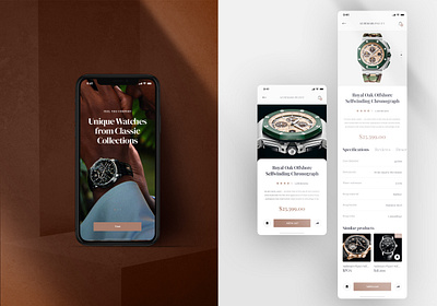 Luxury Watch App | UX/UI app app design ecommerce fashion fashion app interaction interface design luxury luxury brand luxury design ui user experience user interface design userinterface ux watch