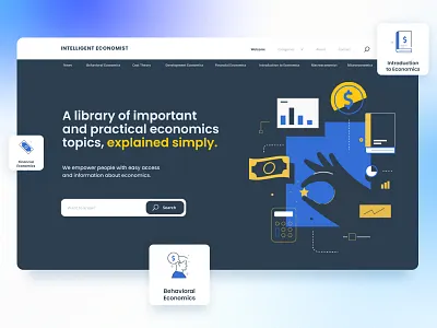 Intelligent Economist - Blogging website blog blog design blogging design economics economist economy flat illustration minimal ui uidesign ux uxdesign website