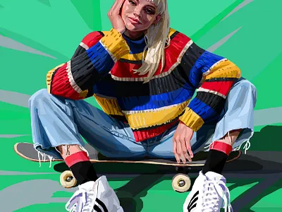 Skater character daniel clarke digital digital painting editorial fashion folioart illustration portrait style