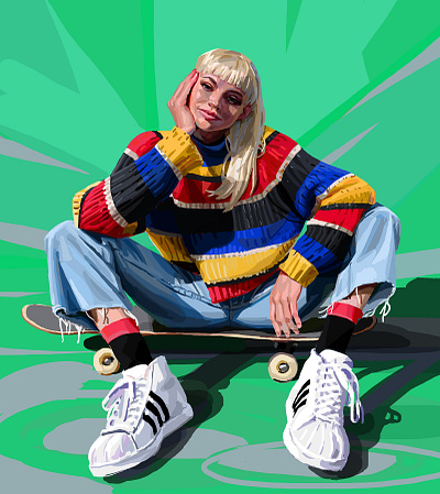 Skater character daniel clarke digital digital painting editorial fashion folioart illustration portrait style