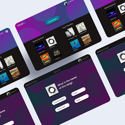 MusiQ - Music Quizzes app design spotify web