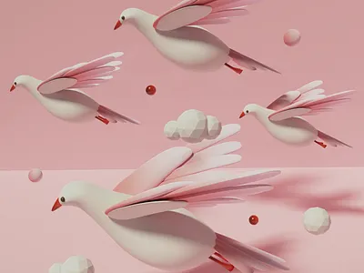 Adobe Aero - The Migration 3d 3d art adobe adobe aero animal ar augmented reality bird blender cloud flying illustration minimal pastel pigeon pink simple soft virtual reality vr
