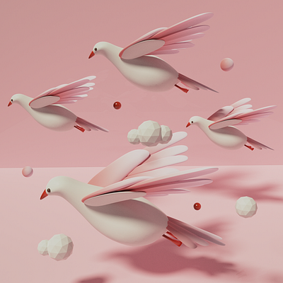 Adobe Aero - The Migration 3d 3d art adobe adobe aero animal ar augmented reality bird blender cloud flying illustration minimal pastel pigeon pink simple soft virtual reality vr