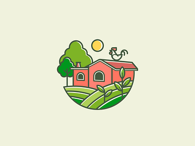 Organic Village branding flat isotype logo natural organic organic food village