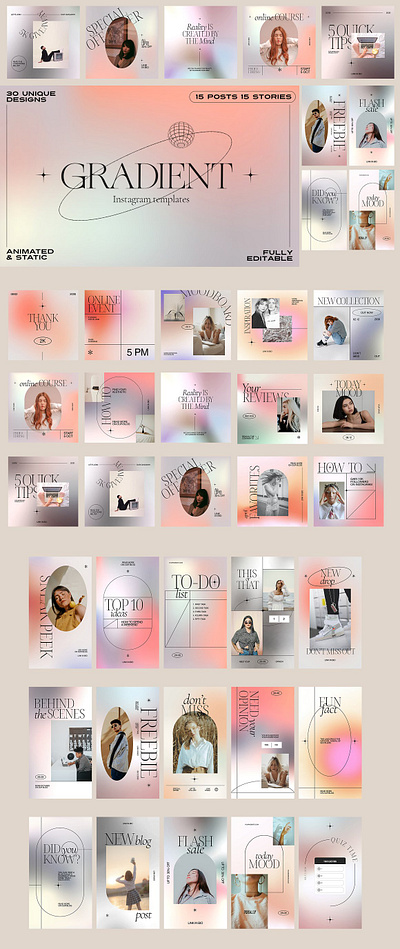 Gradient Aesthetic Insta Templates adobe photoshop advertising aesthetic aesthetics blog blogger design gradient gradient color gradient design gradient logo gradients instagram instagram banner instagram post instagram stories instagram template social media social media pack social media templates