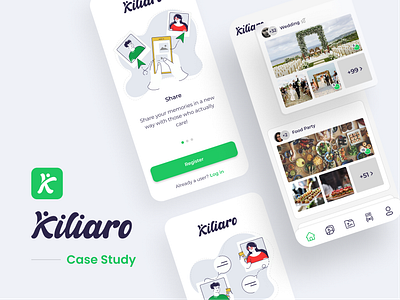 Kiliaro - Case Study app app design case study event event sharing login media photo photo sharing register