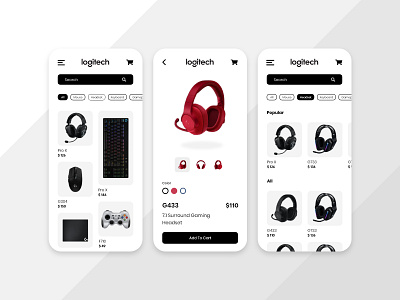 Logitech G Series E-Commerse Design for Mobile App mobile mobile app mobile app design mobile design mobile ui ui ui ux ui design uidesign uiux