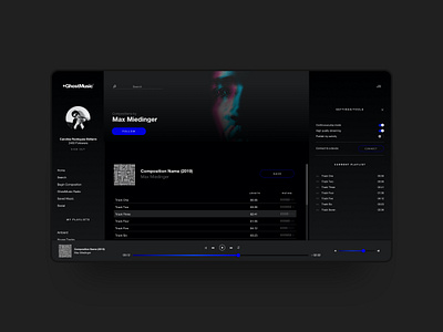 +GhostMusic UI/UX Web App ai black dark mode dashboard design iconography minimal music player product system ui user experience user inteface ux web