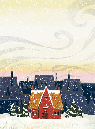 Xmas winter house illustration chimneys christmas illustration snow snowy town xmas