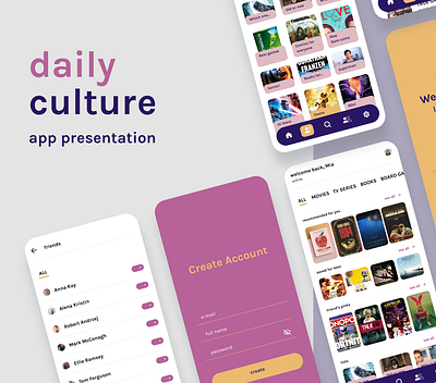 Daily Culture App app design figma inteface design prototype ui user interface ux