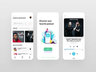 Podcast App UI app appdesign design designer dribbble inspiration instagram mobile podcast product design ui uidesign uiux userinterface ux