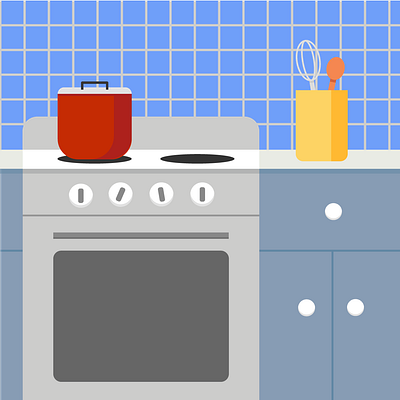 Kitchen Illustration countertop home homepage design illustration kitchen kitchenware oven vector