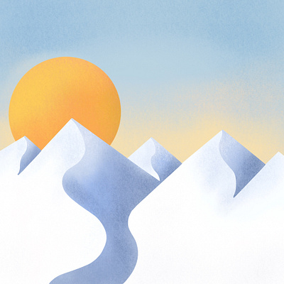 Mountain Sunrise blue illustration landscape mountain procreate snow sun sunrise texture winter