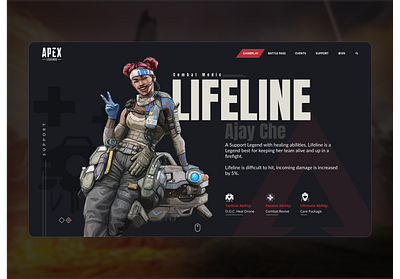 Lifeline - Apex Legends Concept apex apex legends apexlegends battle royale concept design design designer electronic arts figma figma design figmadesign game game art lifeline web design web designer webdesign website website concept website design