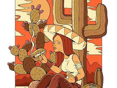 Smoking Mexican Girl art characterdesign color draw girl illustration photoshop trip