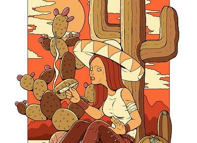 Smoking Mexican Girl art characterdesign color draw girl illustration photoshop trip