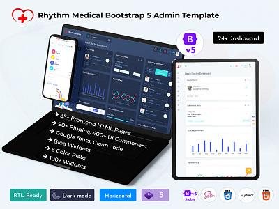 Medical Dashboard Admin Template admin dashboard admin template bootstrap 5 bootstrap admin template dashboard template doctor doctor dashboard hospital dashboard medical dashboard patient dashboard product design software design ui dashboard ui framework ui template uiux