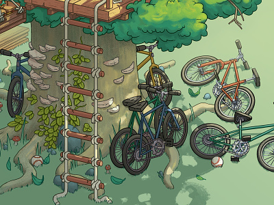 Secret Club House art bicycle bicycles bike bikes design illustration photoshop tree tree house treehouse