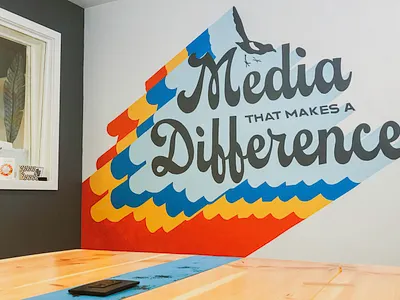Rogue Heart Media - Office Mural groovy type mural mural design paint typography