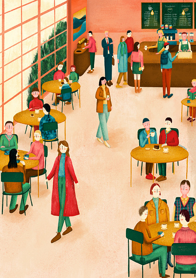 Multitudes: Coffee Shop. Series of Illustrations art artist color design digital digital art graphic design illustration illustrator procreate