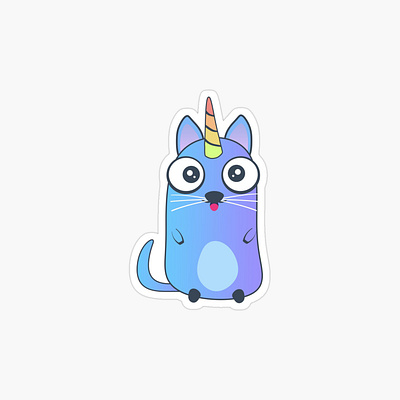 Magic cat unicorn sticker. Kawaii cat. Kids clothes, birthday gi animal cartoon cat cat art cats children cute design funny gradient illustraion kid kids kitten magic magical room sticker unicorn witch