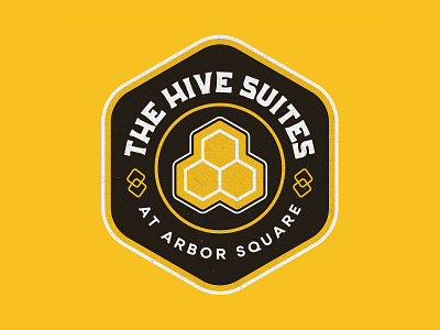 The Hive Logo Concept II badge bee branding design honeybee honeycomb illustration logo patch texas