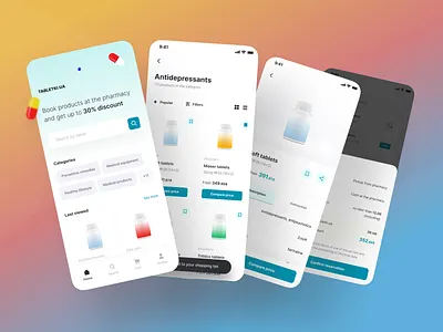 Tabletki App for Reserve of Medicines app app design cards design drugstore health healthcare inspiration interface ios medical medicine mobile mobile ui trending ui uidesign ux