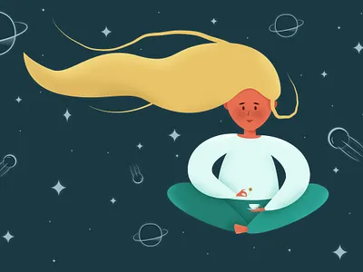 Dream adobe illustrator flat girl illustration vector