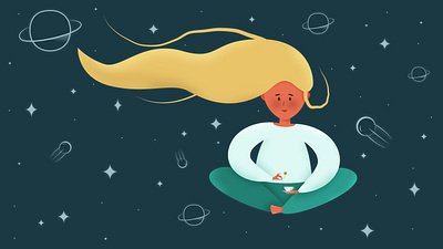 Dream adobe illustrator flat girl illustration vector