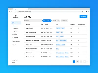 event dashboard app dashboard dashboard design dashboard ui design table ui ux web app website