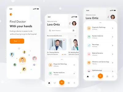 Online Doctor App app card cards care clean dentist design doctor doctors find handphone health home ios login mobile online profile simple ui