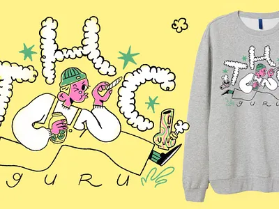 THC Guru character design illustration merch design procreate sweatshirt thc weed