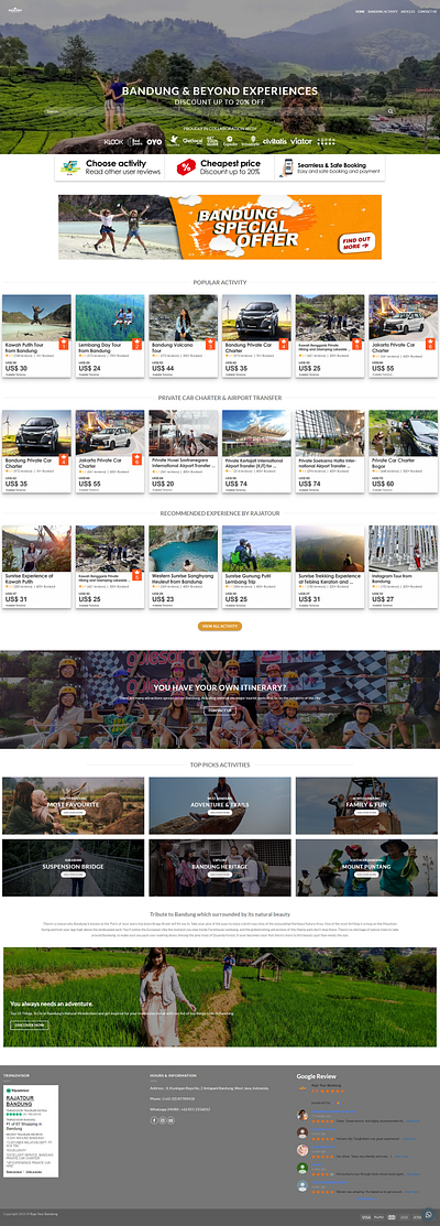 Raja Tour Bandung ux design wordpress design