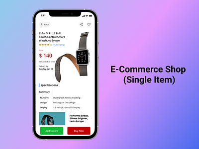 Ecommerce Shop Single Item Screen UI Design #DailyUI app dailyui dailyuichallenge design ecommerce ecommerce app ecommerce design ecommerce shop shopping app ui ui challenge ui design uidesign uiux