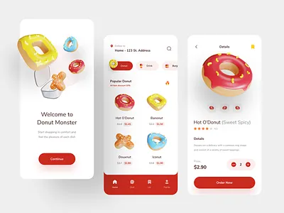 Food App 🍩🍔 3d 3d illustration app burger card delivery app food food app food icon icon 3d icon 3d design menu mobile mobile app onboarding sushi ui design ux design ux ui