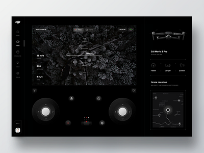 DJI - Drone Control Virtual Tour App dark details drone drone app drone control fly simulator game landing location mavic minimal mobile web