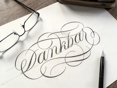 Dankbar - Thankful flourishes lettering sketch