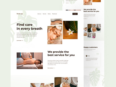 Beauty & Spa Website Design beauty beauty app beauty salon clean design cosmetics design inspiration fashion girl landing page salon spa spa landing page spa salon surgery treatment ui design ui ux website concept website design yoga