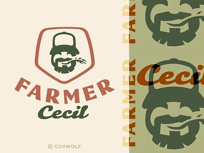 Farmer Cecil badge design country farm farmer logo logo design logos logotype retro shield trucker hat typography vintage wheat