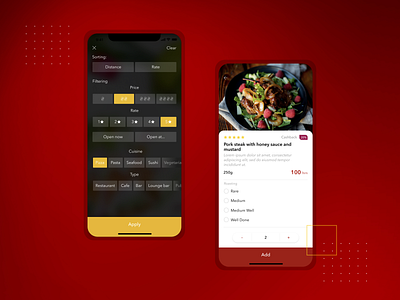 Food ordering and delivery app book a table filters food food app food delivery service food order food order app illustrator menu mobile app mobile app design mobile application mobile design mobile ui principle restaurant restaurant app sketch sorting ui ux