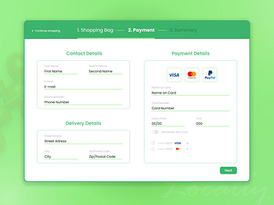 Checkout process | Online Shopping card checkout checkout form delivery farmers farmers market green healthy market online shop online shopping organic payment payment form steps ux process visa