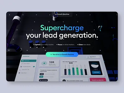 La Growth Machine - Unused concept 3d animation black clean dark gradient interface landing landing page minimal motion sass scroll tech ui website