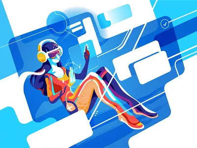 Deep Experience Dark Version cyberspace flow full immersion future illustration interaction sexy usability userexperience ux vectorart virtual reality vr